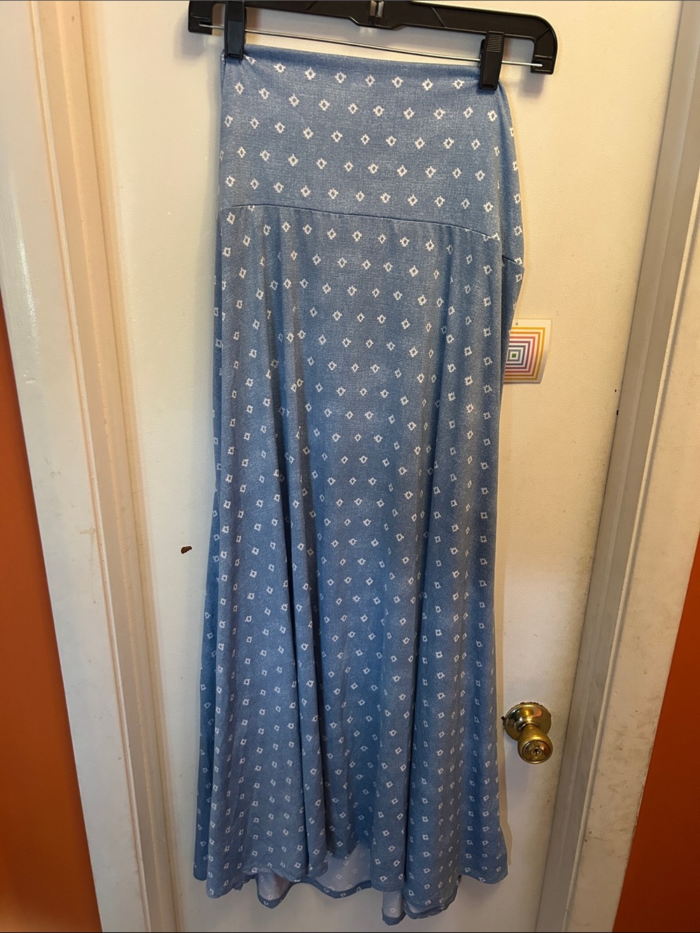 LuLaRoe Light Blue Diamond Print Maxi Skirt